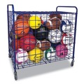 Outdoor Games | Champion Sports LFX 37 in. x 22 in. x 20 in. 24-Ball Capacity Metal Lockable Ball Storage Cart - Blue image number 3