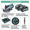 Circular Saws | Makita GSR01M1-BL4040 40V max XGT Brushless Lithium-Ion 7-1/4 in. Cordless Rear Handle Circular Saw with 2 XGT Batteries Bundle (4 Ah) image number 1