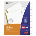 Office Jansan | Avery 11122 Big Tab 11 in. x 8.5 in. 5-Tab Double-Sided Gold Edge Reinforcing Insertable Dividers - Clear Tabs/White (1-Set) image number 0