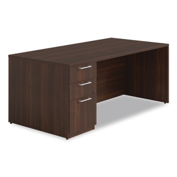Alera 72 in. x 36 in. x 29 in. Seville Series Single Left Pedestal Desk - Mahogany