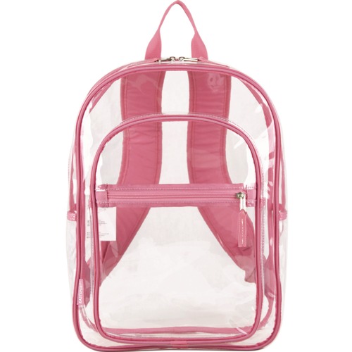 Office Jansan | Eastsport 190991ED-PLM 11.5 in. x 5 in. x 16.5 in. Clear with Color Trim Backpack - Clear/Pink image number 0