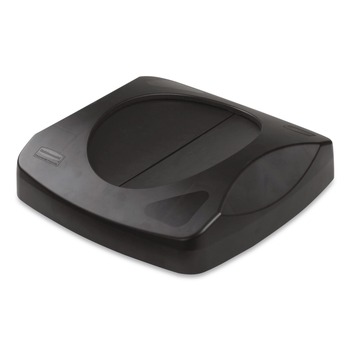 Rubbermaid Commercial Untouchable 16 in. Square Swing Top Lid - Black