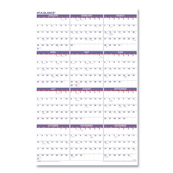 AT-A-GLANCE 12 Month: Jan 2026 to Dec 2026 24 in. x 36 in. Yearly Wall Calendar - White Sheets