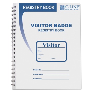 C-Line 97030 3-5/8 in. x 1-7/8 in. Visitor Badges with Registry Log - White (150/Box)