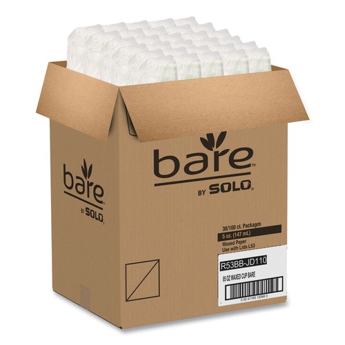  | SOLO R53BB-JD110 Bare 5 oz. Compostable Paper Cold Cups - White (3000/Carton) image number 0