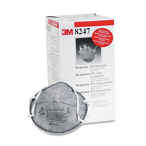 Respirators | 3M 7000002060 R95 Particulate Respirator with Nuisance-Level Organic Vapor Relief - One Size Fits All (20/Box) image number 0