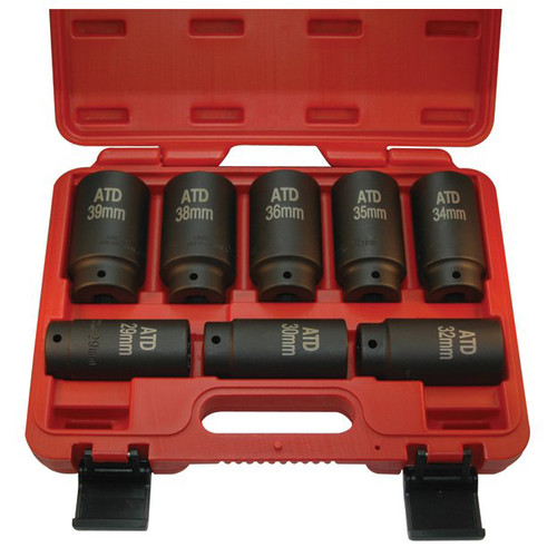 ATD 8628 8-Piece 1/2 in. 12-Point Metric Axle/Spindle Nut Socket Set image number 0