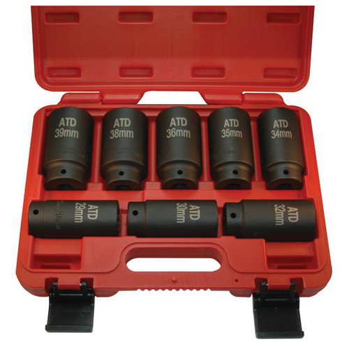 Socket Sets | ATD 8628 8-Piece 1/2 in. 12-Point Metric Axle/Spindle Nut Socket Set image number 0