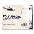 Food Service | AmerCareRoyal RPA20 28 in. x 46 in. 1 mil Heavyweight Poly Aprons - One Size Fits All/White (500/Carton) image number 2