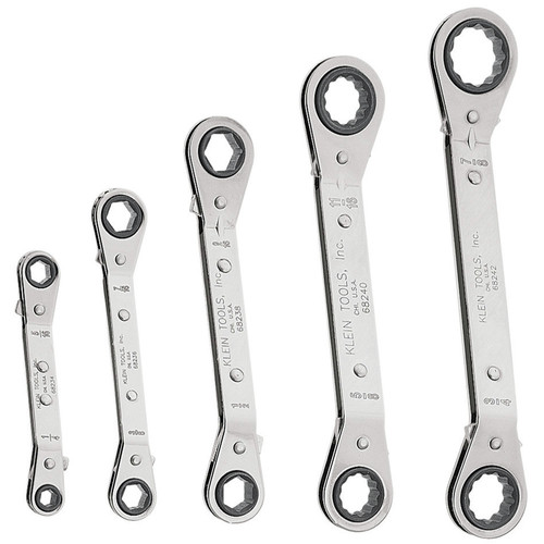 Ratchets | Klein Tools 68245 5-Piece Reversible Ratcheting Box Wrench Set - Black image number 0