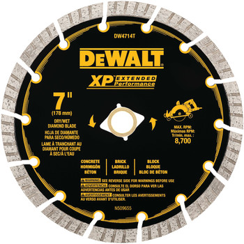 CIRCULAR SAW BLADES | Dewalt DW4714T 7 in. XP Turbo Segmented Diamond Blade