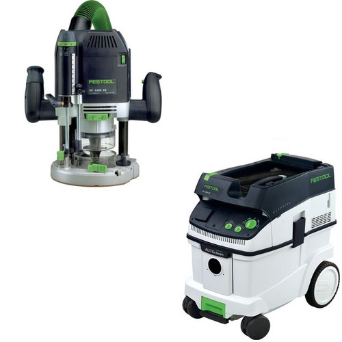 Plunge Base Routers | Festool OF 2200 EB Router with CT 36 AC 9.5 Gallon Mobile Dust Extractor image number 0