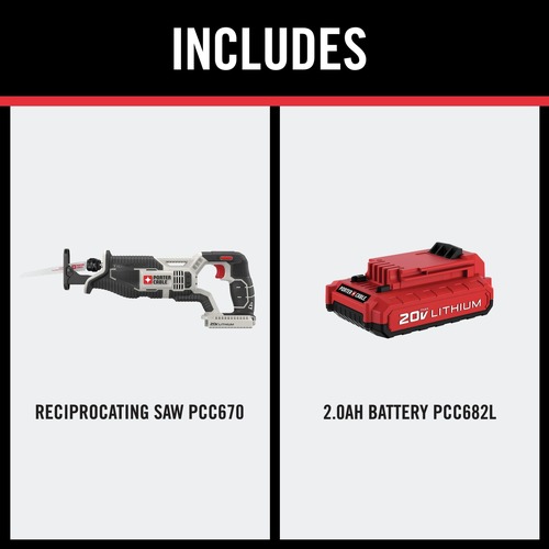 Porter Cable 20V MAX Cordless Reciprocating Saw Kit 2 Ah