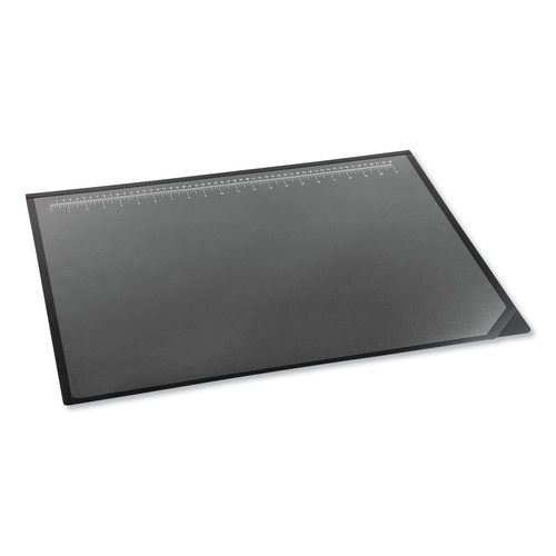 Office Jansan | Artistic 41100 24 in. x 19 in. Desk Pad with Transparent Lift-Top Overlay and Antimicrobial Protection - Black Pad, Transparent Frost Overlay image number 0