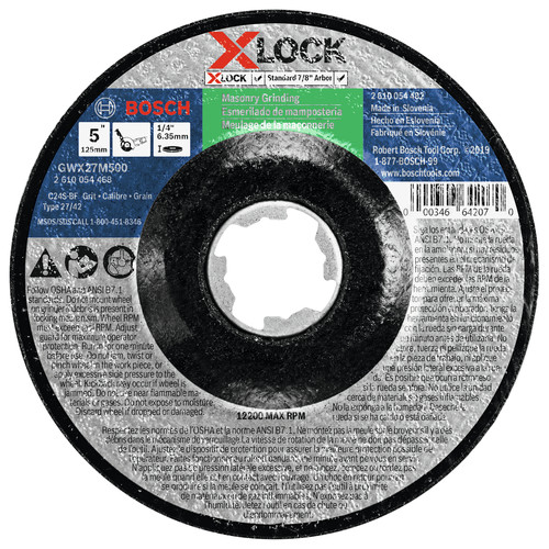 Grinding Wheels | Bosch GWX27M500 X-LOCK Arbor Type 27 30 Grit Masonry Grinding 5 in. x 1/4 in. Abrasive Wheel image number 0