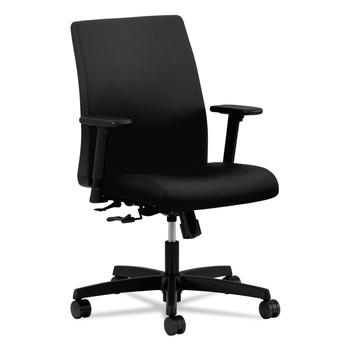 HON Ignition Series 17 in. to 21.5 in. Seat Height Supports Up to 300 lb Fabric Low-Back Task Chair - Black