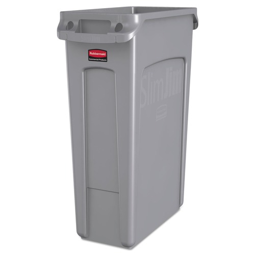 Trash & Waste Bins | Rubbermaid Commercial FG354060GRAY 23 Gallon Rectangular Plastic Slim Jim Receptacle W/venting Channels - Gray image number 0