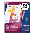 Office Jansan | Avery 11167 Ready Index 11 in. x 8.5 in. 5-Tab 1 to 5 Uncollated Customizable TOC Dividers - Multicolor Tabs/White (24/Box) image number 0
