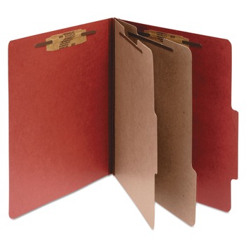 ACCO 3 in. Expansion Pressboard Legal Size 6-Fastener Classification Folders - Earth Red Exterior (10/Box)