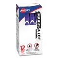  | Avery 08884 Marks-A-Lot Chisel Tip Desk Style Permanent Marker Set - Extra Large, Purple (12-Piece) image number 0