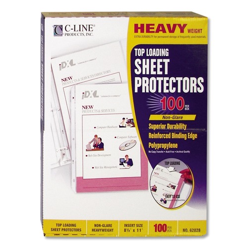 Mothers Day Sale! Save an Extra 10% off your order | C-Line 62028 11 in. x 8-1/2 in. Heavyweight Polypropylene Sheet Protectors - Non-Glare (100/Box) image number 0