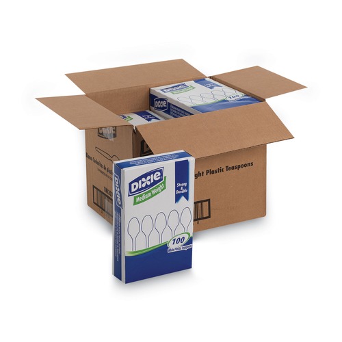 Cutlery | Dixie TM207 Heavy Mediumweight Plastic Cutlery Teaspoons - White (1000/Carton) image number 0