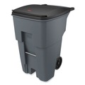 Trash Cans | Rubbermaid Commercial FG9W2200GRAY Brute Heavy-Duty 95 Gallon Square Rollout Waste Container - Gray image number 2