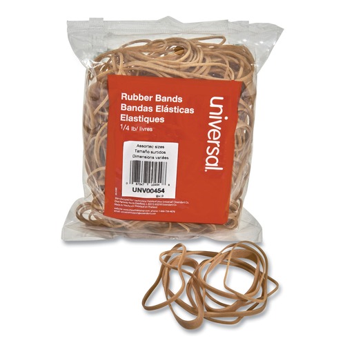 Customer Appreciation Sale - Save up to $60 off | Universal UNV00454 Assorted Gauge Rubber Bands - Beige (54/Pack) image number 0