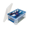 Office Jansan | Advantus 37371 6 Sections 10.38 in. x 14.25 in. x 6.5 in. Super Stacker Divided Storage Box - Clear/Blue image number 4