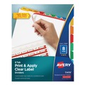 Office Jansan | Avery 11419 8-Tab Color Tabs 11 in. x 8.5 in. Traditional Color Tabs Print and Apply Index Maker Clear Label Dividers (5/Pack) image number 0