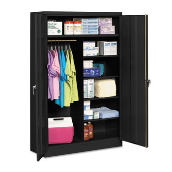 Tennsco 48 in. x 24 in. x 78 in. Jumbo Combination Steel Storage Cabinet - Black