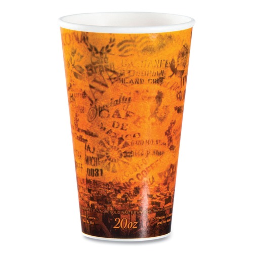Food Trays, Containers, and Lids | Dart 20U16ESC 20 oz. Fusion Escape Foam Hot/Cold Cups - Brown/Black (500/Carton) image number 0