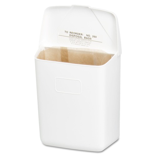  | HOSPECO 250-201W 1 Gallon PPC Plastic Wall Mount Sanitary Napkin Receptacle-ABS - White image number 0