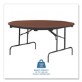  | Iceberg 55264 OfficeWorks 60 in. x 29 in. Round Mahogany Top Wood Folding Table with Gray Base image number 3