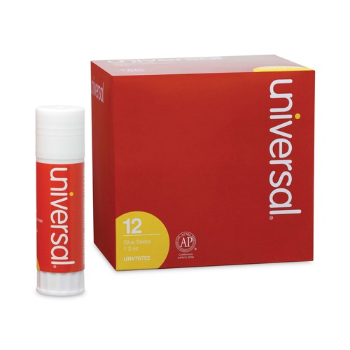  | Universal UNV76752 1.3 oz. Applies and Dries Clear Glue Sticks (12/Pack) image number 0
