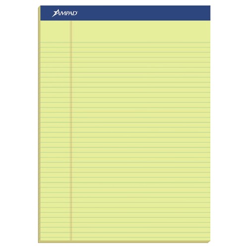 Office Jansan | Ampad 20-222 8.5 in. x 11.75 in. Perforated Writing Pads - Narrow, Canary Yellow (1-Dozen) image number 0