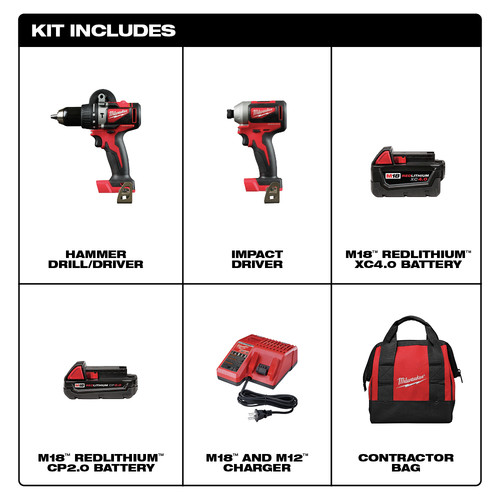 Milwaukee 2893 22cx M18 Brushless 2 0 Ah 4 0 Ah Hammer Drill Impact Driver Combo Kit Cpo Outlets
