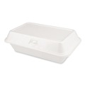 Food Service | Plastifar 12018 7.81 in. x 8.75 in. x 3.38 in. Secure One Tab Latch Poly Bag Foam Hinged Lid Container - White (200/Pack) image number 3