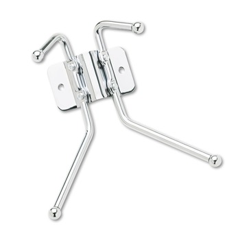Safco 6.5 in. x 3 in. x 7 in. Two Ball-Tipped Double-Hooks Metal Wall Rack - Chrome Metal