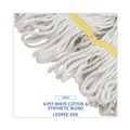 Office Jansan | Boardwalk BWK501WH 5 in. Headband Cotton/Synthetic Super Loop Wet Mop Head - Small, White (12/Carton) image number 6