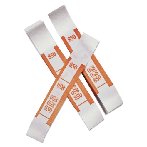 Office Jansan | PM Company 55026 Color-Coded $50 Kraft Currency Straps (1000/Pack) image number 0