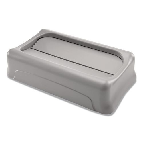 Trash & Waste Bins | Rubbermaid Commercial FG267360GRAY Slim Jim 11.38 in. x 20.5 in. x 5 in. Swing Lid - Gray image number 0