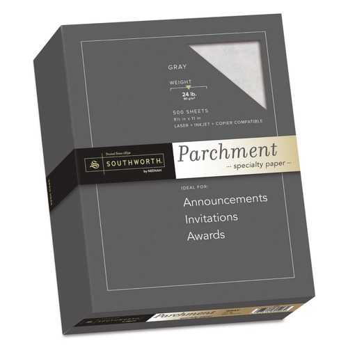 Office Jansan | Southworth 974C 24 lbs. Bond Weight 8.5 in. x 11 in. Parchment Specialty Paper - Gray (500/Box) image number 0