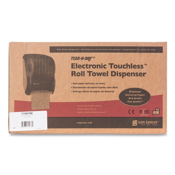 San Jamar T1300TBK Tear-N-Dry 11.75 in. x 9 in. x 15.5 in. Touchless Roll Towel Dispenser - Black Pearl