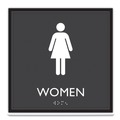 Floor Signs | Headline Sign 66912 8 in. x 8 in. Women Plastic ADA Sign - Clear/White image number 0