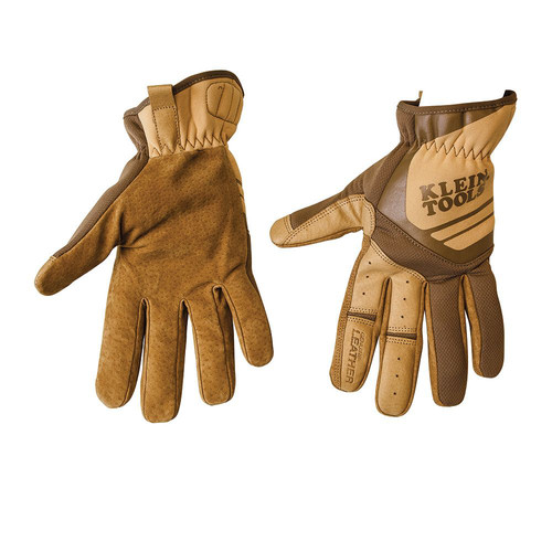Klein Tools 40227 Journeyman Leather Utility Gloves - Large, Brown/Tan image number 0