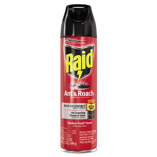 Office Jansan | Raid 366000 17.5 oz Aerosol Spray Ant and Roach Killer - Outdoor Fresh image number 0