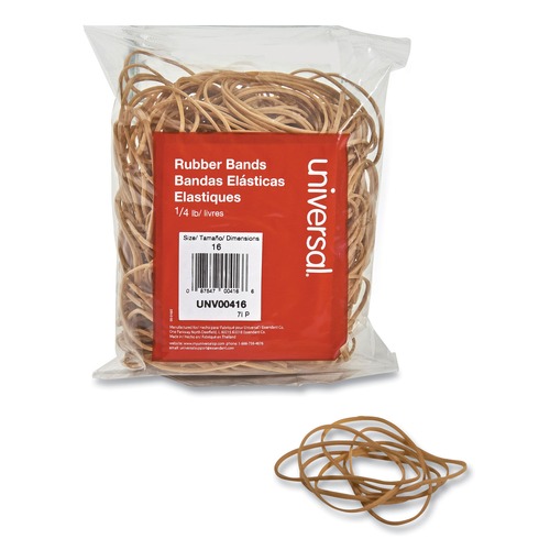 Customer Appreciation Sale - Save up to $60 off | Universal UNV00416 Rubber Bands, Size 16, 2-1/2 X 1/16, 475 Bands/1/4lb (475/Pack) image number 0