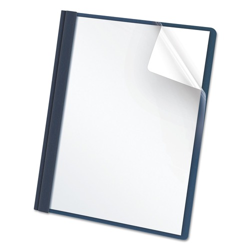 Office Jansan | Oxford 55838EE 3 Fasteners 1/2 in. Capacity Clear Front Report Cover - Letter, Dark Blue (25/Box) image number 0