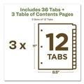 Office Jansan | Avery 11083 Ready Index 11 in. x 8.5 in. 12-Tab 1 to 12 Customizable Table of Contents Dividers with Multicolor Tabs - White (3/Pack) image number 6